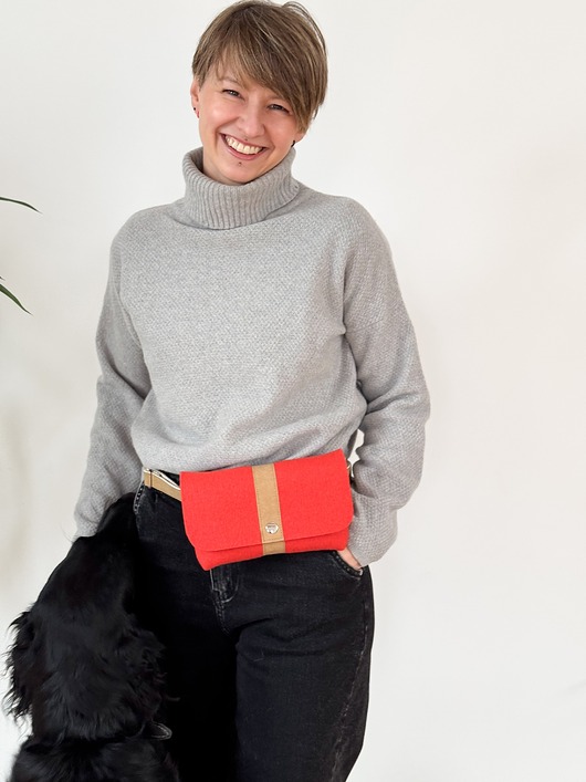 saszetka nerka Marmollada - torebka filcowa nerka KORALOWA + b