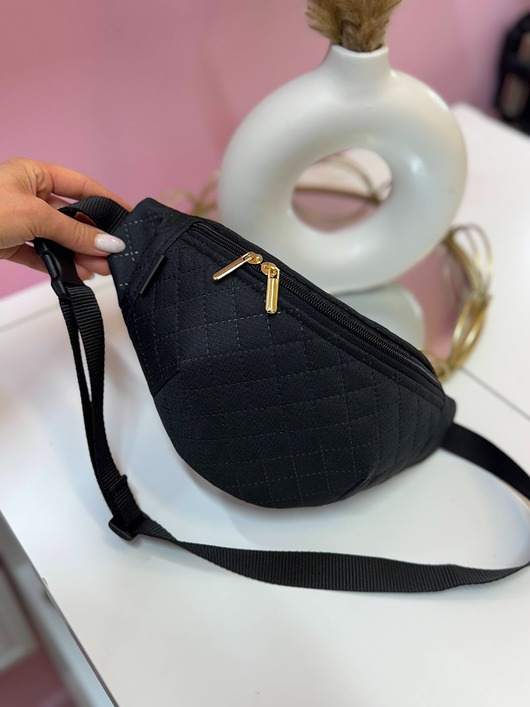 saszetka nerka Nerka damska na biodra pikowana czarna L