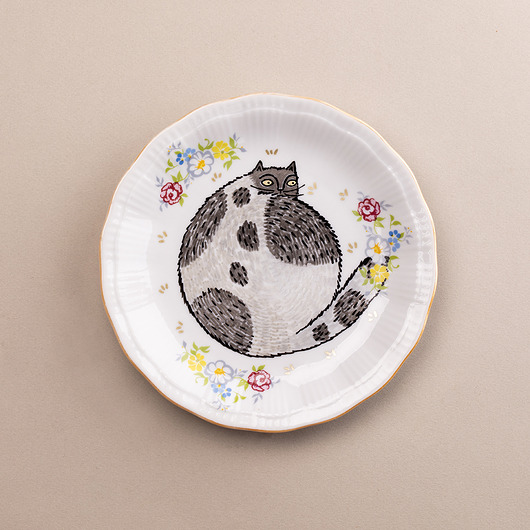 Ozdoby na ścianę Talerz na ścianę - kot grubasek