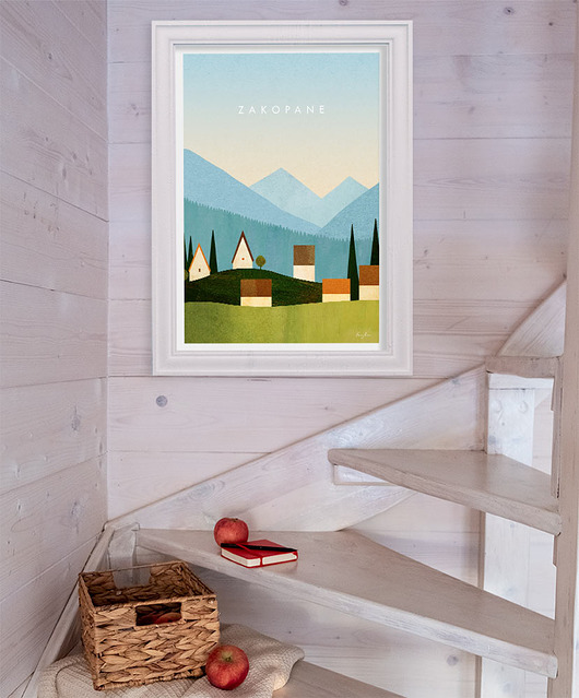 plakaty Zakopane - plakat 50x70 cm - domki w górach