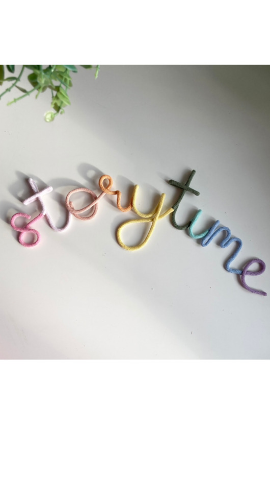 pokój dziecka - różne Napis na ścianę ze sznurka - storytime kolory pastelowe