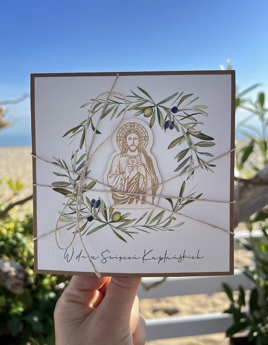kartki scrapbooking Ręcznie robiona kartka dla księdza na święcenia kapłańskie