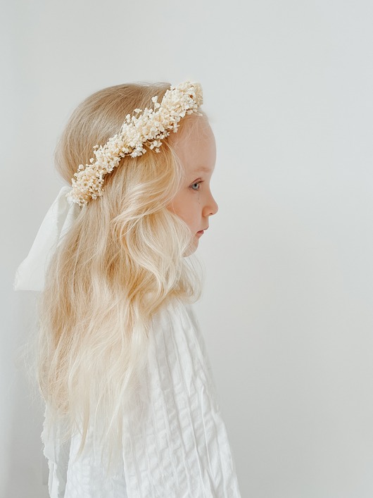 wianki komunijne Wianek komunijny suszone kwiaty gipsówka