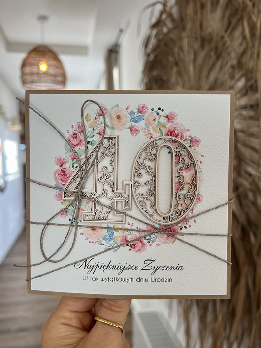 kartki scrapbooking Wyjątkowa kartka na czterdziestkę, prezent na 40 prezent