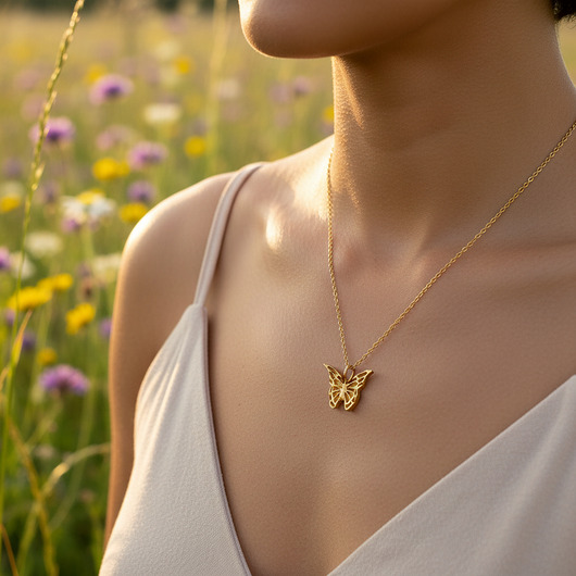 złote naszyjniki Naszyjnik z Motylem