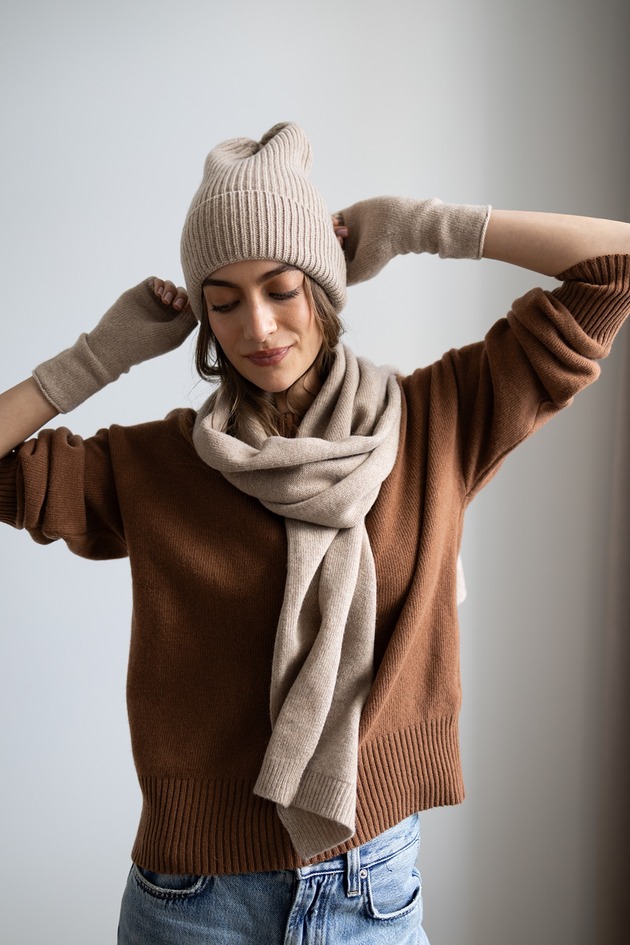 czapki i kapelusze męskie Czapka Merino & cashmere beżowa