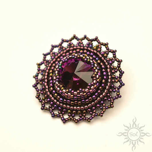 Amethyst, broszka z kryształem Swarovskiego Sol