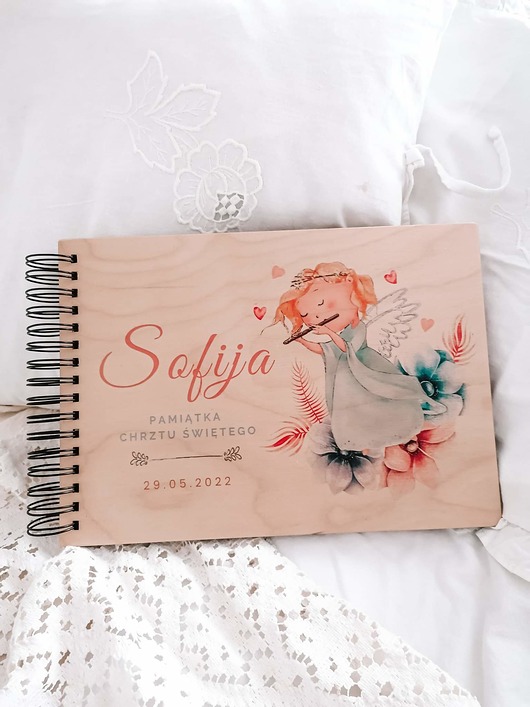 kartki, zaproszenia na chrzest Pamiątka chrztu, metryczka urodzenia, ALBUM, personalizowany prezent