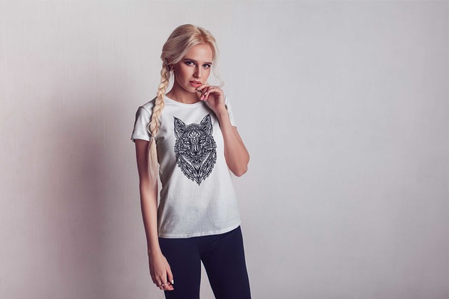 t-shirt damskie Koszulka organiczna z nadrukiem  Etniczny lis