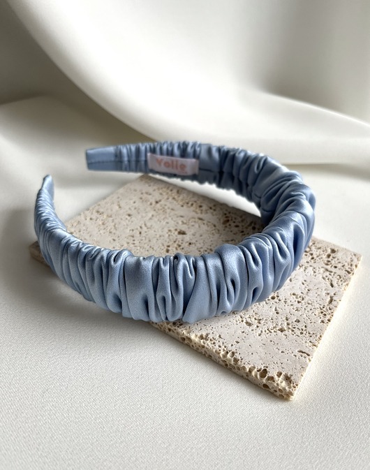 opaski do włosów Błękitna marszczona opaska do włosów Tamara