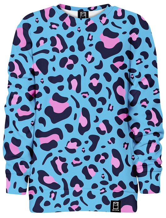 bluzy dla dziewczynki Bluza bez kaptura Dziewczynka DR.CROW Leopard Blue
