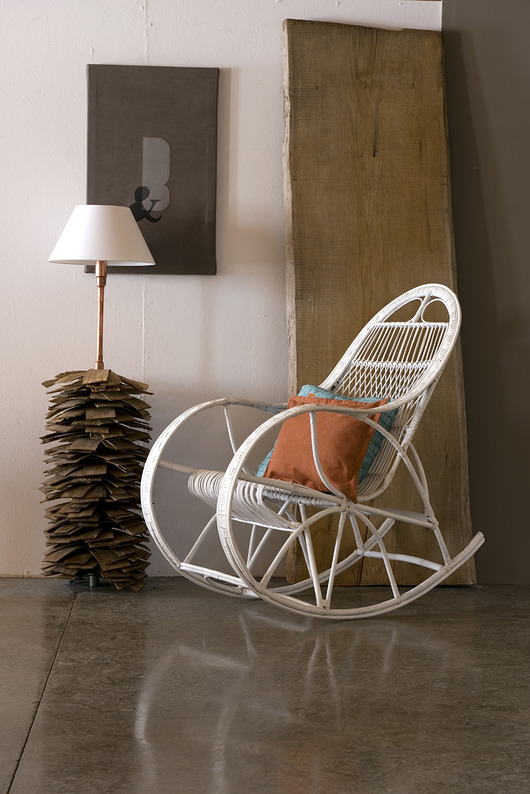 fotele Fotel bujany wiklinowy SNAIL biały