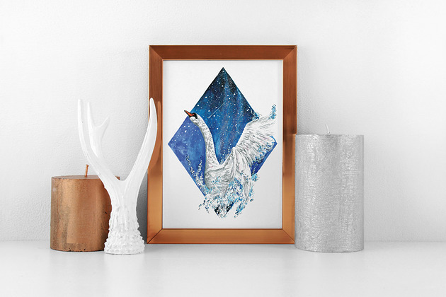Plakat  ilustracja Magiczny Łabędź Arty arty