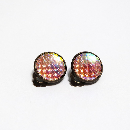 klipsy Klipsy - Łuski różowe - małe, brąz