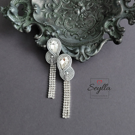 kolczyki soutache Eleganckie długie kolczyki na sztyftach