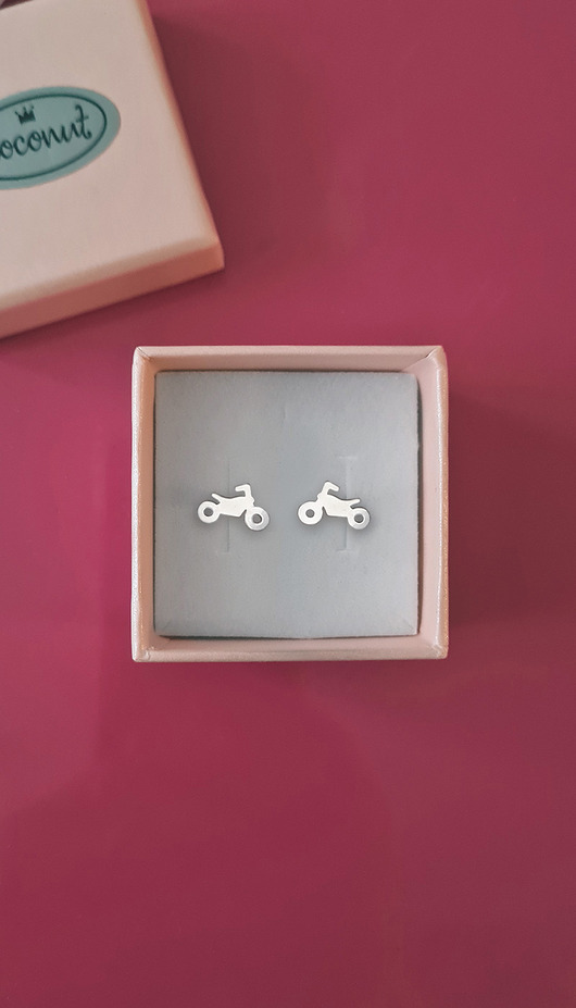 kolczyki srebrne MOTOCYKL - srebro kolczyki sztyfty