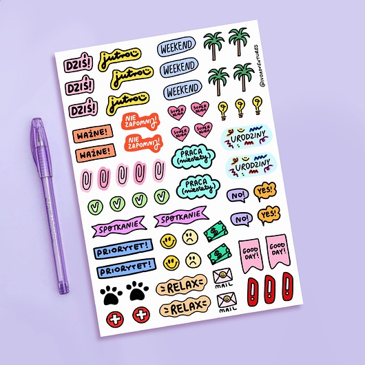 naklejki i wlepy Naklejki Arkusz do plannera, kalendarza, zeszytu