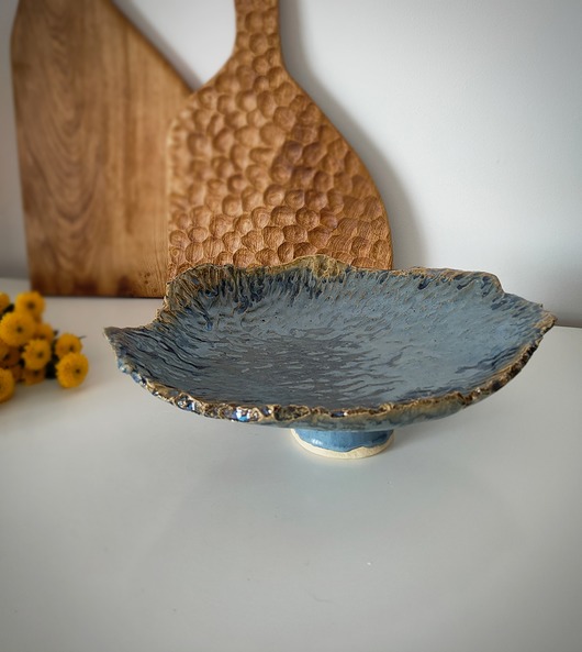 patery i talerze Struktura błękitu - duża patera ceramiczna