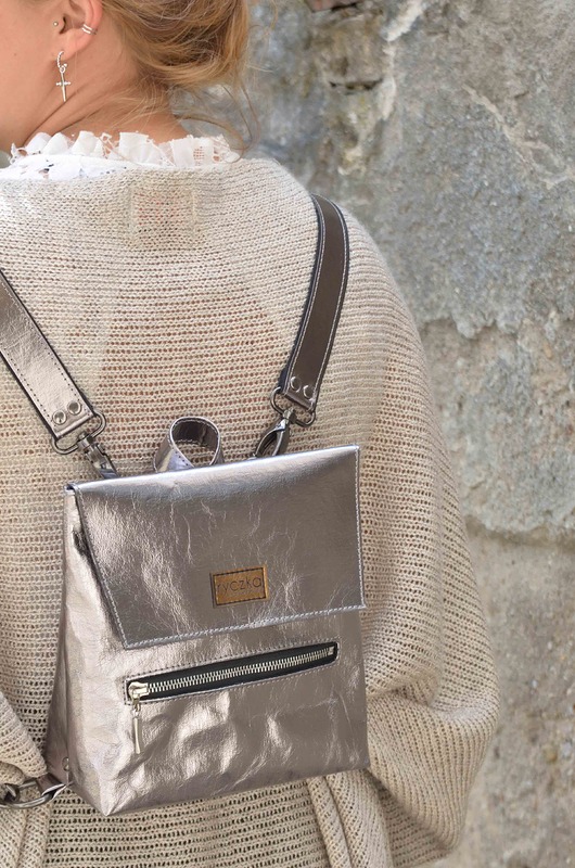 plecaki Mały EKO plecak z papieru Small Backpack srebrny