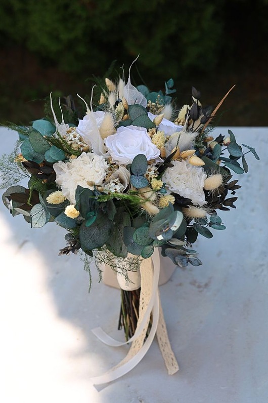 dodatki ślubne Bukiet Ślubny Eukaliptus & Wieczne róże