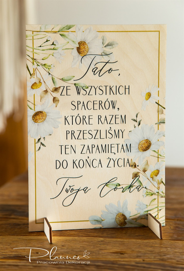 dodatki ślubne Tabliczka Tato ze wszystkich spacerów wzór Stokrotki