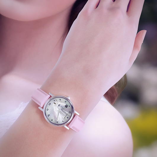 zegarki damskie Zegarek  mały - Biały koń - skórzany, pudrowy róż