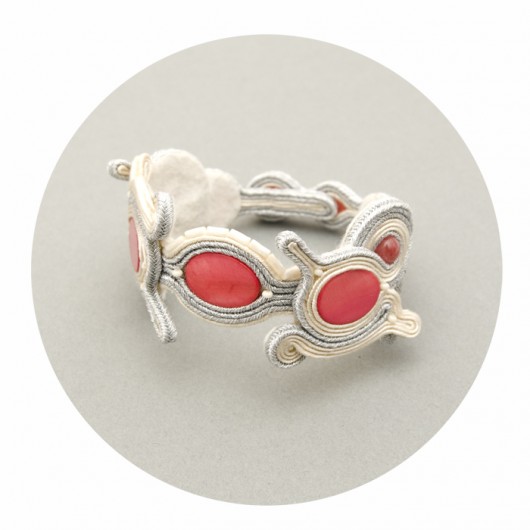 Koralowa bransoletka soutache maanuela