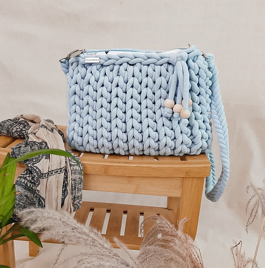 torby na ramię Torebka pleciona z grubego sznurka Pillow Bag  - mgiełka