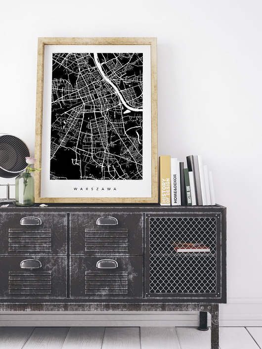 PLAKAT WARSZAWA - B2 - MAPA MIASTA PLAKATY GEOMETRYCZNE