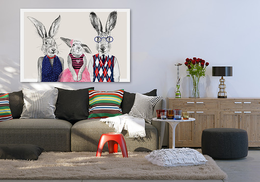 OBRAZ NA PŁÓTNIE  120x80cm  Zające LUdesign gallery