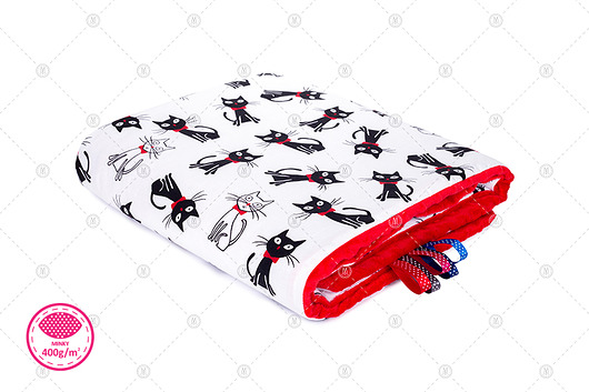 Ocieplany Kocyk Minky 100x135cm - Czarne Koty Makaszka