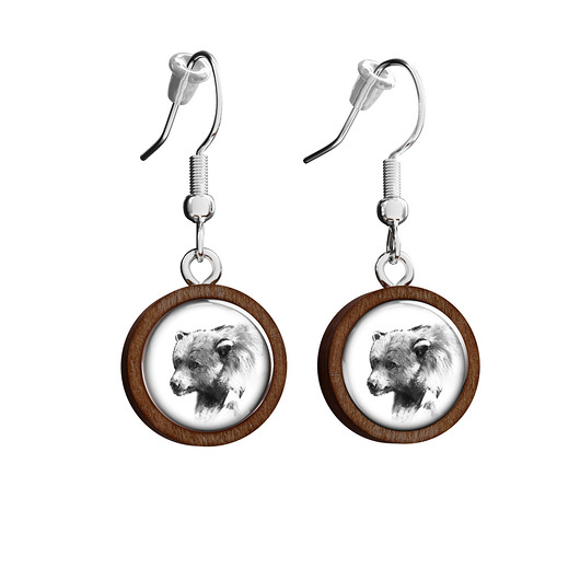 kolczyki drewniane Kolczyki drewniane -Niedźwiedź - wiszące