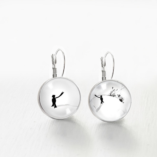 kolczyki srebrne Mały Książę planeta, stalowe kolczyki