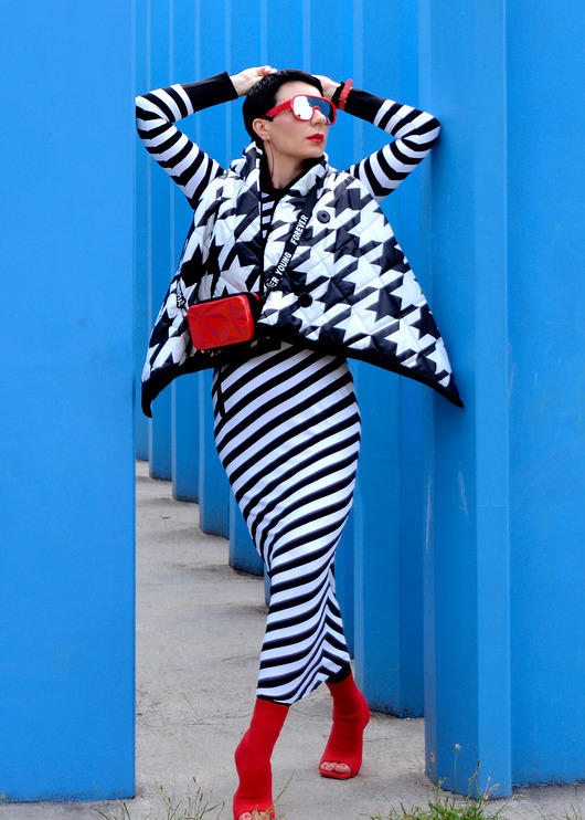 kurtki damskie New Otulacz Kamizelka PEPITKA