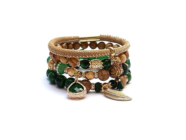 bransoletki z kamieni naturalnych Emerald and  sand vol. 7 /28.06.22/ -  set
