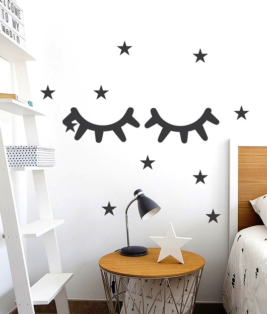 naklejki ścienne do pokoju dziecka Naklejki na ścianę rzęsy gwiazdki
