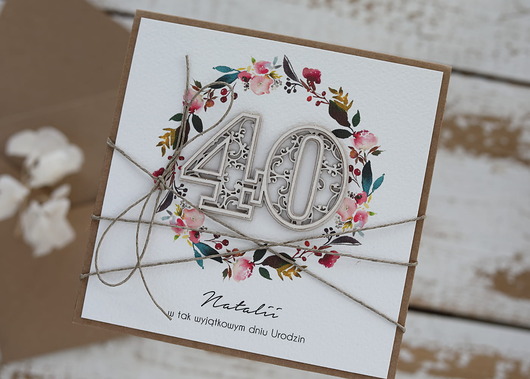 kartki scrapbooking Personalizowany prezent - kartka ręcznie robiona na 40 urodziny, pomysł na pr