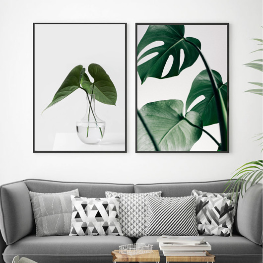 plakaty DWA PLAKATY botaniczne liście MONSTERA 