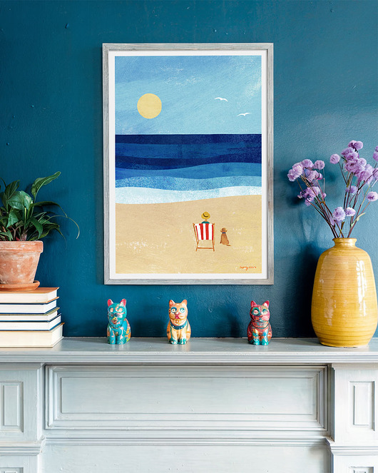 plakaty Plakat Nad morzem z psem