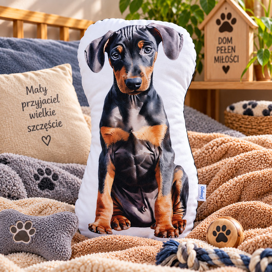 poduszki do pokoju dziecka Poduszka piesek przytulanka piesek doberman maskotka pluszowy doberman