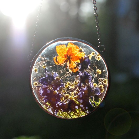 Ozdoby na ścianę Pomarańczowy kwiat w szkle