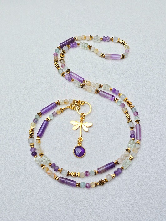 srebrne naszyjniki Naszyjnik Ametystowa Ważka