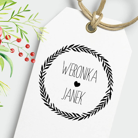 Laur wianek,stempel ślubny drewniany ALE Pomysl
