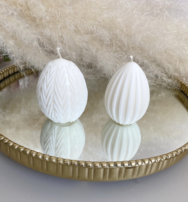 świeczniki i świece Świece ekologiczne sojowe dekoracyjne jajka wielkanocne kolor wosku naturalny