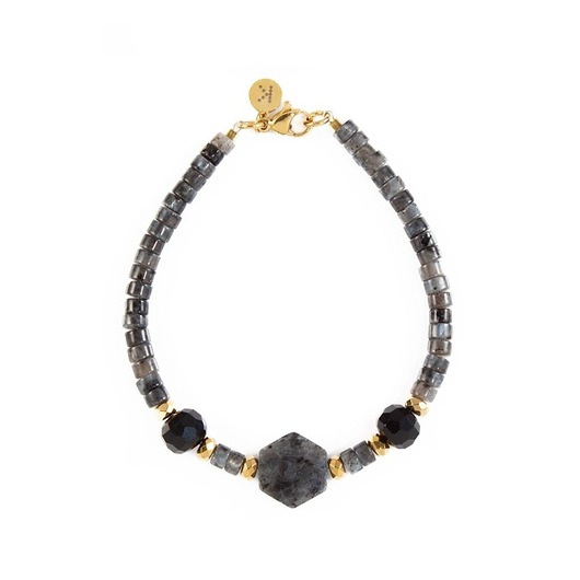 bransoletki z kamieni naturalnych Bransoletka z kamieniem mocy i ochrony - Wersja Pozłacana