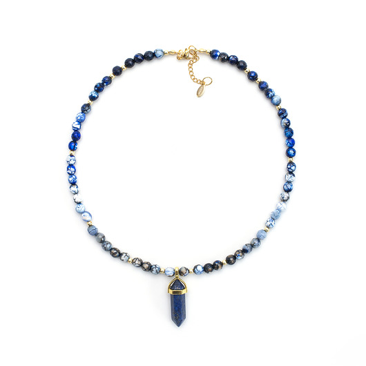 naszyjniki - inne Naszyjnik z Agatami i Lapis Lazuli.