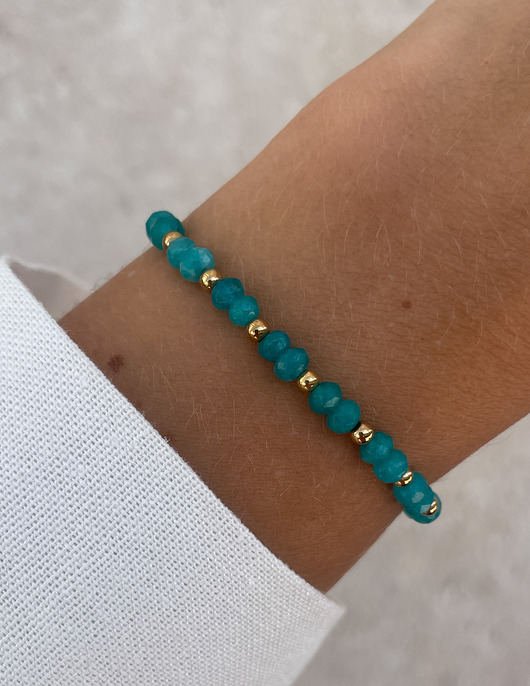 bransoletki z kamieni naturalnych Bransoletka na gumce jadeit morski