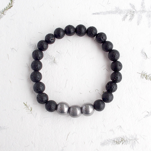 bransoletki - inne Lawa i Hematyt Bransoletka