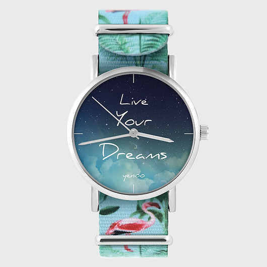 Zegarek - Live Your Dreams - flamingi, nato yenoo