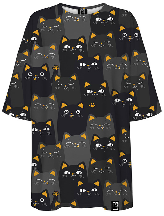 t-shirt damskie DR.CROW T-shirt Damski Oversize Cats Orange